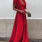 Helena - Elegant dress with V-neck and fringed sleeves