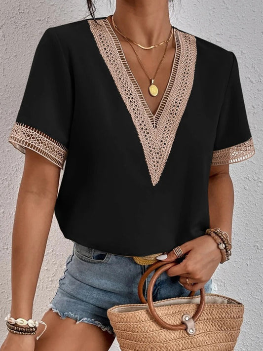 Lucinda - Lace blouse with V-neck