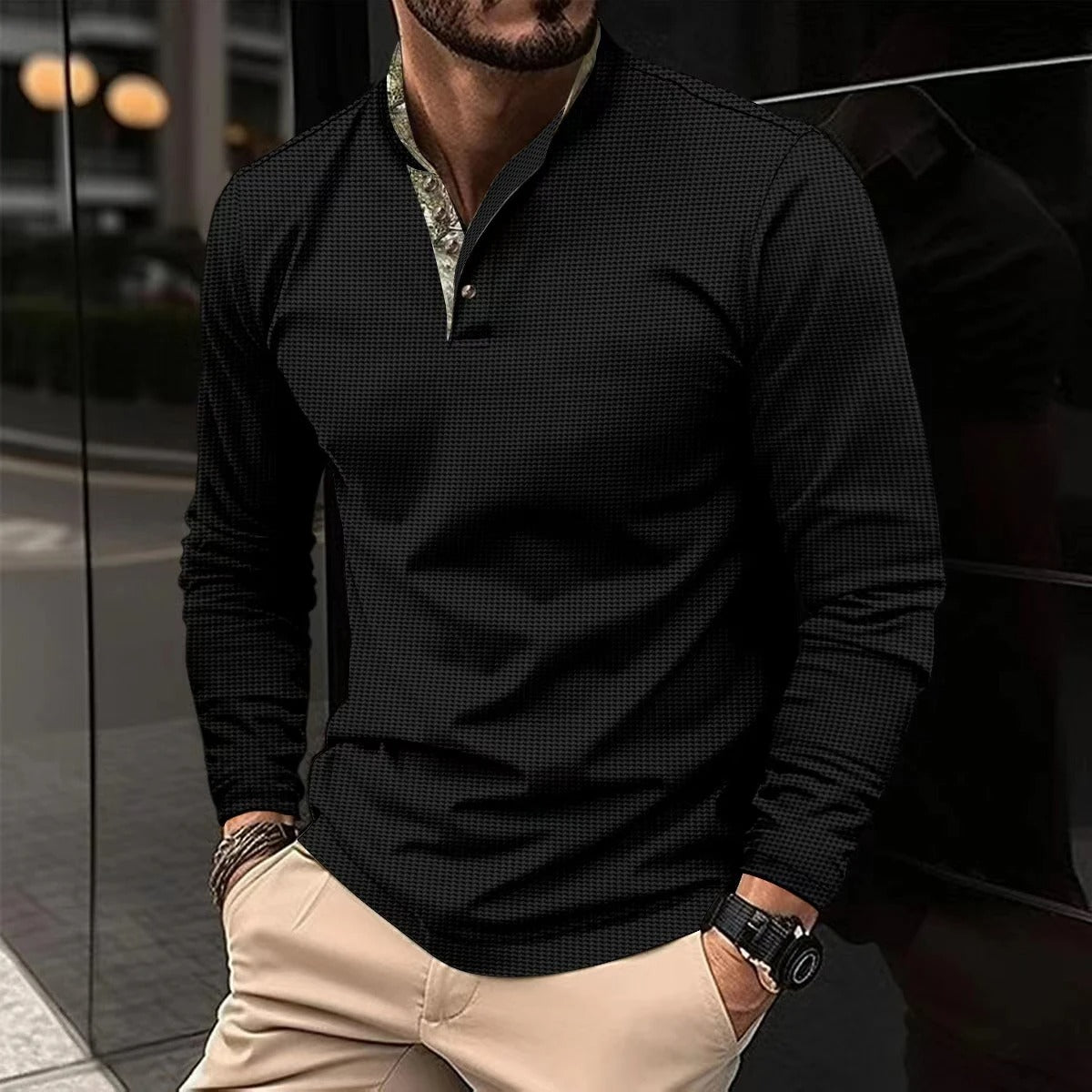 Hugo Polo - Stylish Longsleeve Polo With Colored Collar