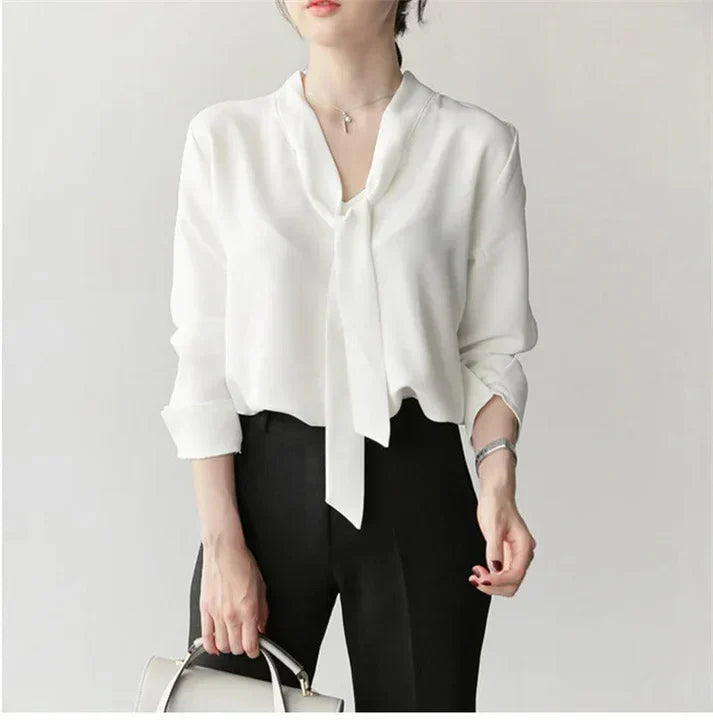 Klara | Bow Tie Blouse - Long Sleeve Women's Top