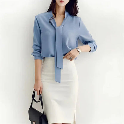 Klara | Bow Tie Blouse - Long Sleeve Women's Top