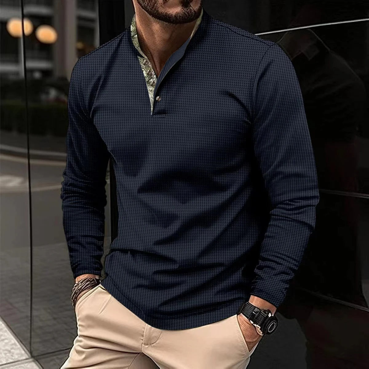 Hugo Polo - Stylish Longsleeve Polo With Colored Collar