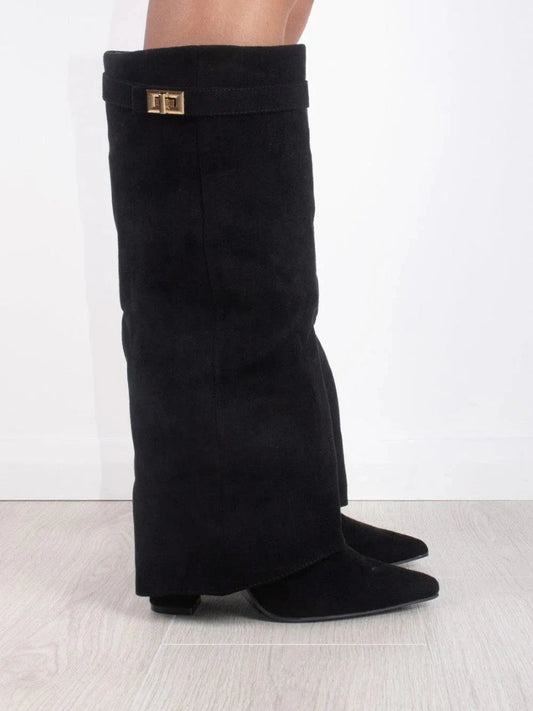 Knee-High Suede Boots with Heel  Elegant Style Meets Everyday Comfort