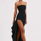Women's Strapless Maxi Dress with Side Slit for Summer