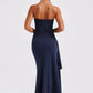 Women's Strapless Maxi Dress with Side Slit for Summer